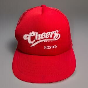 Vintage Cheers Boston Bar Red Trucker Hat SnapBack 80s HTF Rare